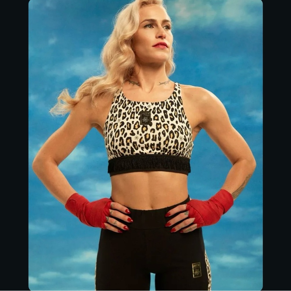 Charlotte Olympia x Puma Leopard Print Black Fringe Crop Top Sports Bra